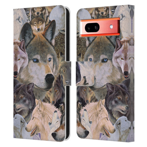 Graeme Stevenson Wildlife Wolves 1 Leather Book Wallet Case Cover For Google Pixel 7a