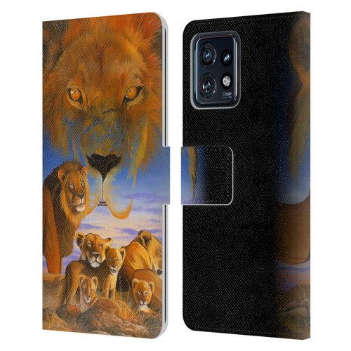 Graeme Stevenson Wildlife Lions Leather Book Wallet Case Cover For Motorola Moto Edge 40 Pro
