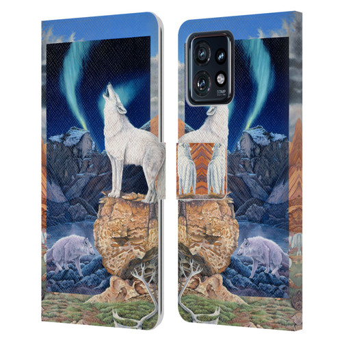 Graeme Stevenson Wildlife Wolves 3 Leather Book Wallet Case Cover For Motorola Moto Edge 40 Pro