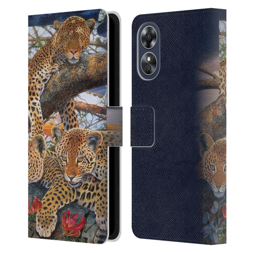 Graeme Stevenson Wildlife Leopard Leather Book Wallet Case Cover For OPPO A17