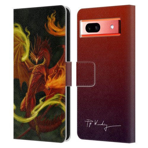 Piya Wannachaiwong Dragons Of Fire Magical Leather Book Wallet Case Cover For Google Pixel 7a