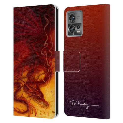 Piya Wannachaiwong Dragons Of Fire Treasure Leather Book Wallet Case Cover For Motorola Moto Edge 30 Fusion