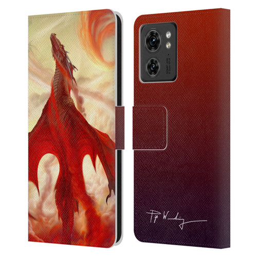 Piya Wannachaiwong Dragons Of Fire Mighty Leather Book Wallet Case Cover For Motorola Moto Edge 40