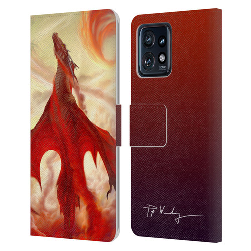 Piya Wannachaiwong Dragons Of Fire Mighty Leather Book Wallet Case Cover For Motorola Moto Edge 40 Pro
