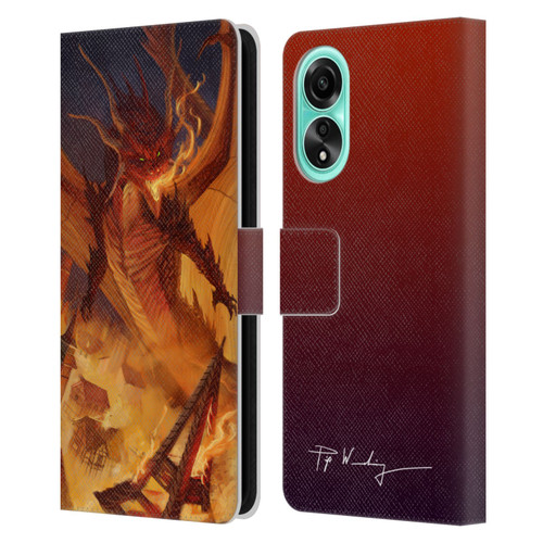 Piya Wannachaiwong Dragons Of Fire Dragonfire Leather Book Wallet Case Cover For OPPO A78 4G