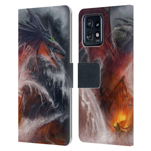 Piya Wannachaiwong Dragons Of Sea And Storms Sea Fire Dragon Leather Book Wallet Case Cover For Motorola Moto Edge 40 Pro