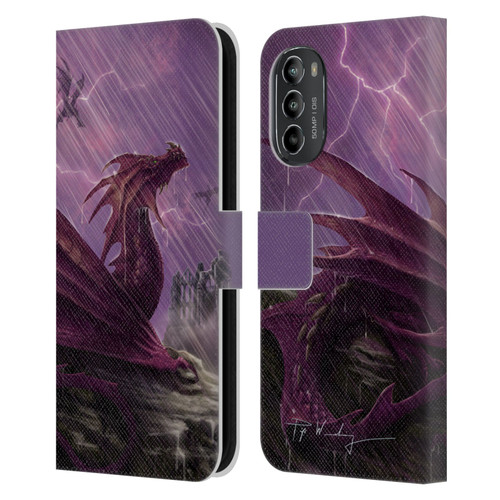 Piya Wannachaiwong Dragons Of Sea And Storms Thunderstorm Dragon Leather Book Wallet Case Cover For Motorola Moto G82 5G