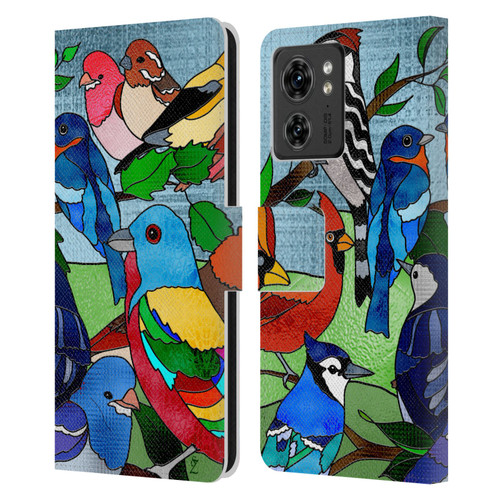 Suzan Lind Birds Stained Glass Leather Book Wallet Case Cover For Motorola Moto Edge 40