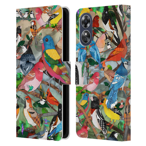 Suzan Lind Birds Medley 2 Leather Book Wallet Case Cover For OPPO A17
