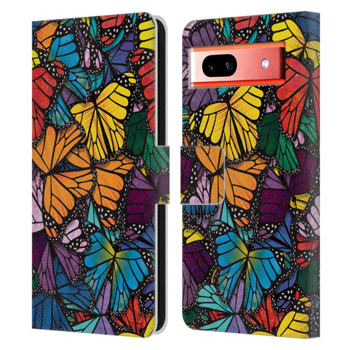 Suzan Lind Butterflies Monarch Leather Book Wallet Case Cover For Google Pixel 7a