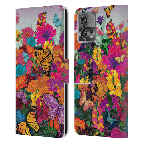 Suzan Lind Butterflies Garden Leather Book Wallet Case Cover For Motorola Moto Edge 30 Fusion