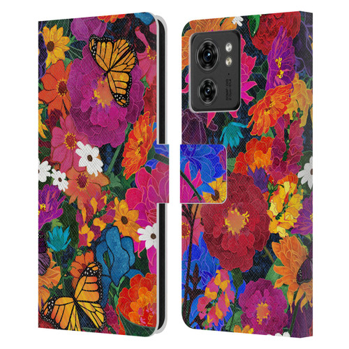 Suzan Lind Butterflies Flower Collage Leather Book Wallet Case Cover For Motorola Moto Edge 40
