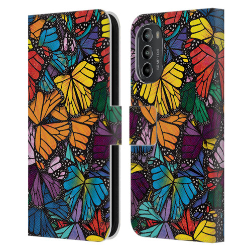 Suzan Lind Butterflies Monarch Leather Book Wallet Case Cover For Motorola Moto G82 5G