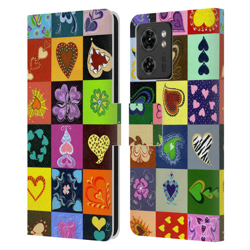 Suzan Lind Colours & Patterns Heart Quilt Leather Book Wallet Case Cover For Motorola Moto Edge 40