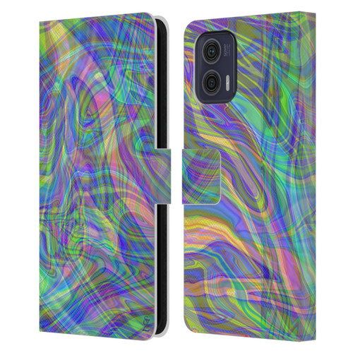 Suzan Lind Colours & Patterns Iridescent Abstract Leather Book Wallet Case Cover For Motorola Moto G73 5G