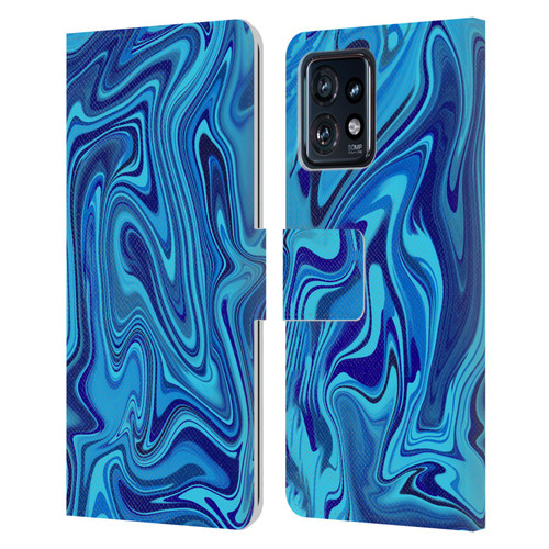 Suzan Lind Marble Blue Leather Book Wallet Case Cover For Motorola Moto Edge 40 Pro