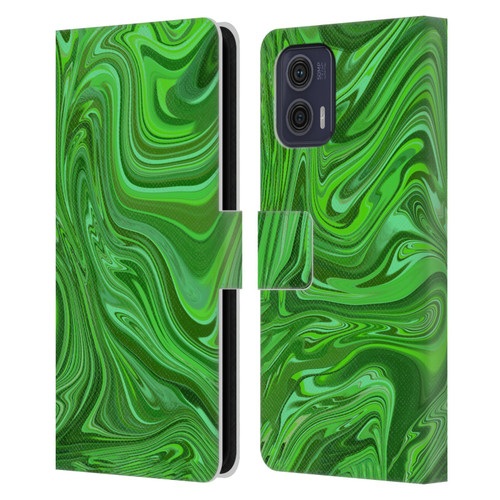 Suzan Lind Marble Emerald Green Leather Book Wallet Case Cover For Motorola Moto G73 5G