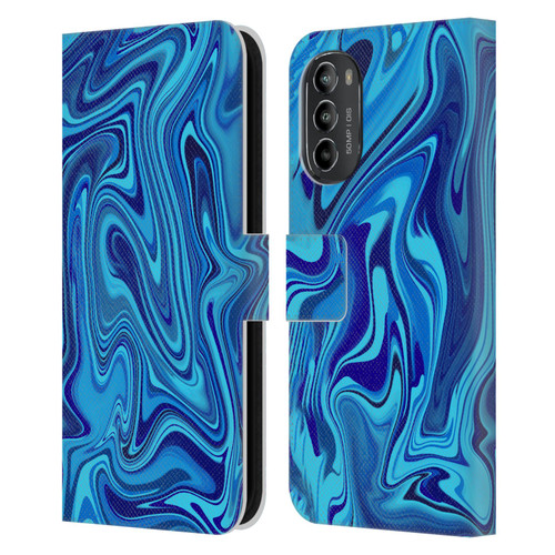 Suzan Lind Marble Blue Leather Book Wallet Case Cover For Motorola Moto G82 5G