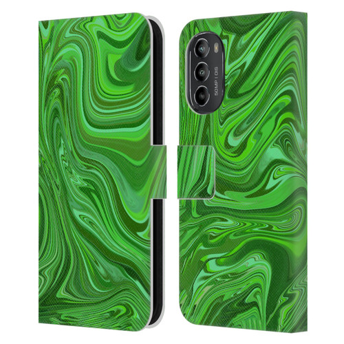 Suzan Lind Marble Emerald Green Leather Book Wallet Case Cover For Motorola Moto G82 5G