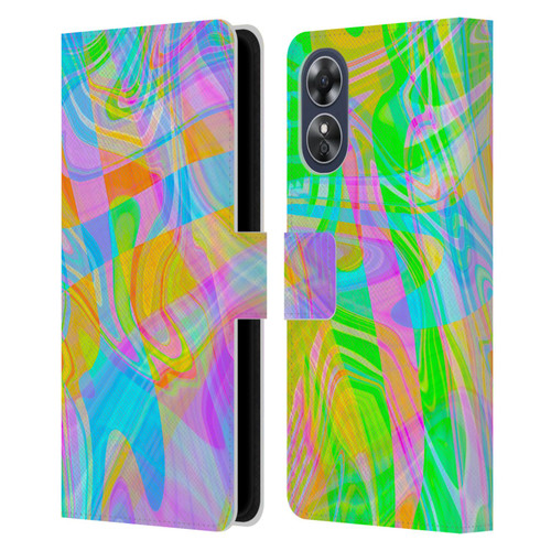 Suzan Lind Marble Abstract Rainbow Leather Book Wallet Case Cover For OPPO A17