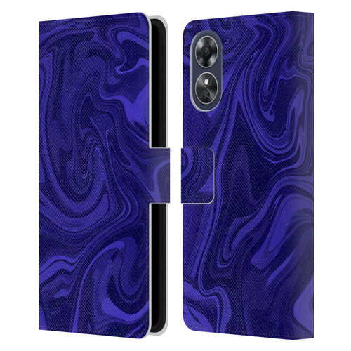 Suzan Lind Marble Indigo Leather Book Wallet Case Cover For OPPO A17
