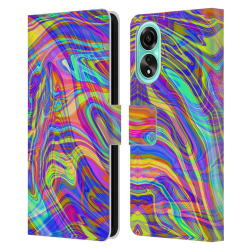 Suzan Lind Marble Illusion Rainbow Leather Book Wallet Case Cover For OPPO A78 4G