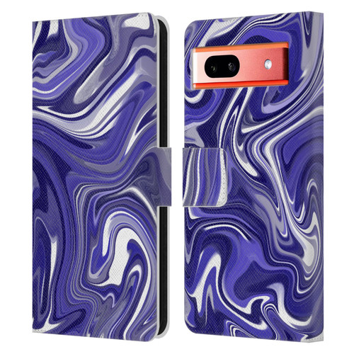Suzan Lind Marble 2 Dark Violet Leather Book Wallet Case Cover For Google Pixel 7a