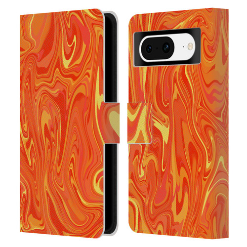 Suzan Lind Marble 2 Orange Leather Book Wallet Case Cover For Google Pixel 8