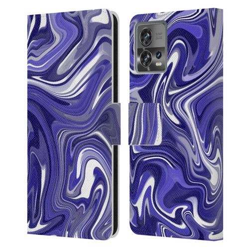 Suzan Lind Marble 2 Dark Violet Leather Book Wallet Case Cover For Motorola Moto Edge 30 Fusion