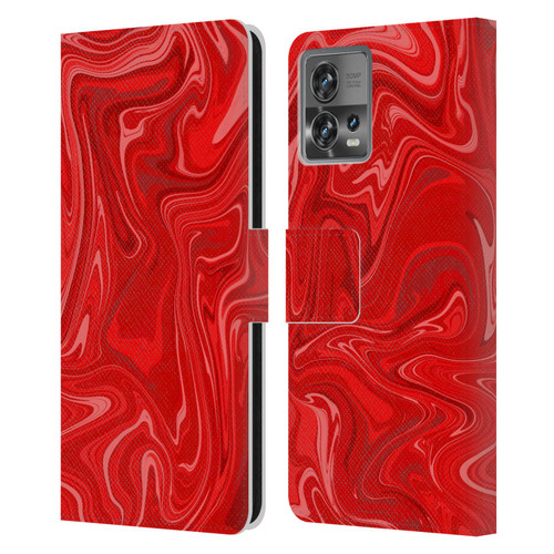 Suzan Lind Marble 2 Red Leather Book Wallet Case Cover For Motorola Moto Edge 30 Fusion