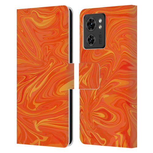Suzan Lind Marble 2 Honey Orange Leather Book Wallet Case Cover For Motorola Moto Edge 40