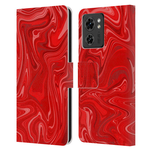 Suzan Lind Marble 2 Red Leather Book Wallet Case Cover For Motorola Moto Edge 40