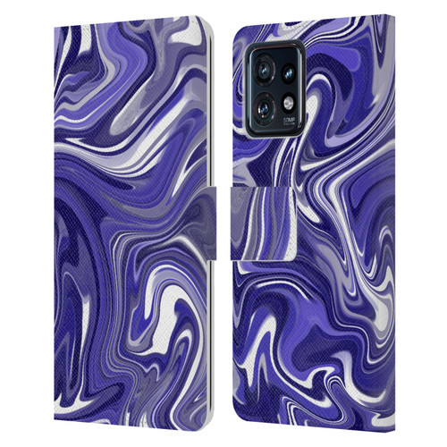 Suzan Lind Marble 2 Dark Violet Leather Book Wallet Case Cover For Motorola Moto Edge 40 Pro