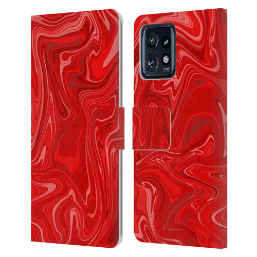 Suzan Lind Marble 2 Red Leather Book Wallet Case Cover For Motorola Moto Edge 40 Pro