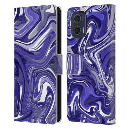 Suzan Lind Marble 2 Dark Violet Leather Book Wallet Case Cover For Motorola Moto G73 5G