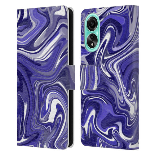 Suzan Lind Marble 2 Dark Violet Leather Book Wallet Case Cover For OPPO A78 4G