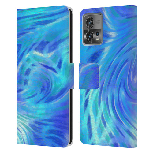 Suzan Lind Tie Dye 2 Deep Blue Leather Book Wallet Case Cover For Motorola Moto Edge 30 Fusion