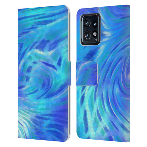 Suzan Lind Tie Dye 2 Deep Blue Leather Book Wallet Case Cover For Motorola Moto Edge 40 Pro