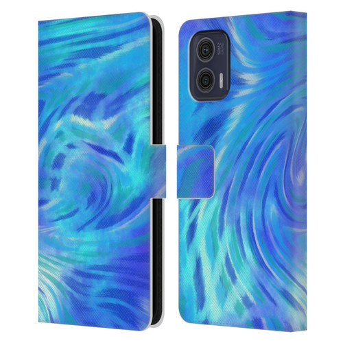 Suzan Lind Tie Dye 2 Deep Blue Leather Book Wallet Case Cover For Motorola Moto G73 5G