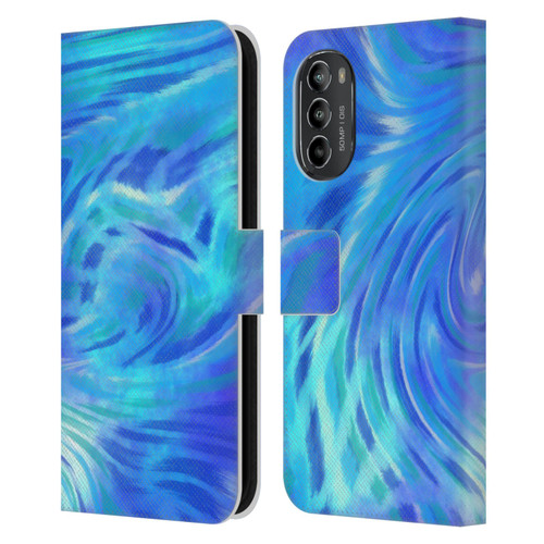 Suzan Lind Tie Dye 2 Deep Blue Leather Book Wallet Case Cover For Motorola Moto G82 5G