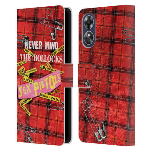 Sex Pistols Band Art Tartan Print Song Art Leather Book Wallet Case Cover For OPPO A17