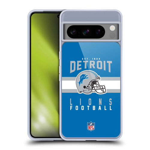 NFL Detroit Lions Graphics Helmet Typography Soft Gel Case for Google Pixel 8 Pro