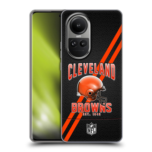 NFL Cleveland Browns Logo Art Football Stripes Soft Gel Case for OPPO Reno10 5G / Reno10 Pro 5G
