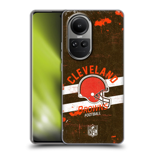 NFL Cleveland Browns Logo Art Helmet Distressed Soft Gel Case for OPPO Reno10 5G / Reno10 Pro 5G
