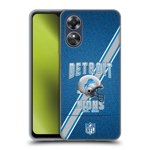 NFL Detroit Lions Logo Art Football Stripes Soft Gel Case for OPPO A17
