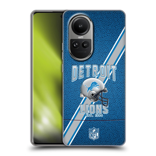 NFL Detroit Lions Logo Art Football Stripes Soft Gel Case for OPPO Reno10 5G / Reno10 Pro 5G