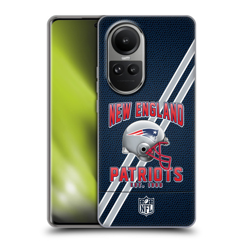 NFL New England Patriots Logo Art Football Stripes Soft Gel Case for OPPO Reno10 5G / Reno10 Pro 5G