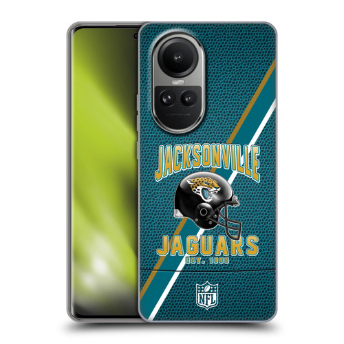 NFL Jacksonville Jaguars Logo Art Football Stripes Soft Gel Case for OPPO Reno10 5G / Reno10 Pro 5G