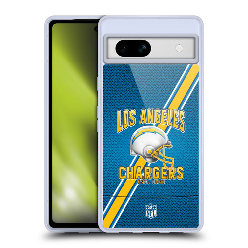 NFL Los Angeles Chargers Logo Art Football Stripes Soft Gel Case for Google Pixel 7a