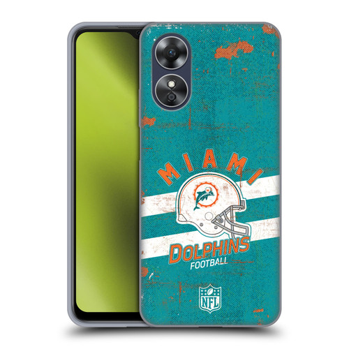 NFL Miami Dolphins Logo Art Helmet Distressed Soft Gel Case for OPPO A17